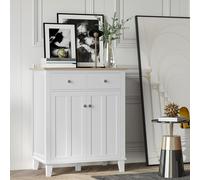 HOMCOM Buffet meuble de rangement 2 portes 2 tiroirs - 76 x 48 x 91 cm - blanc et aspect bois