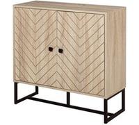 HOMCOM Buffet meuble de rangement 2 portes bois et pieds en métal noir dim. 80L x 29,5l x 80H cm Beige G