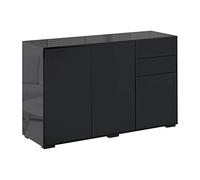 HOMCOM Buffet Meuble de Rangement 2 tiroirs coulissants 3 Portes étagère réglable Panneaux de Particules 117 x 36 x 74 cm Noir