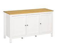 HOMCOM Buffet 3 portes 2 étagères réglables plateau aspect bois 120x40x70 cm blanc