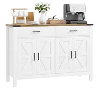 HOMCOM Buffet Meuble de Rangement Armoire de Cuisine Style Rural 2 tiroirs et 2 placards avec étagères réglables, pour Cuisine, Salle à Manger, Salon, 120 x 39,3 x 82,5 cm, Blanc