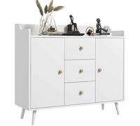 HOMCOM Buffet, meuble de rangement avec 2 portes, 3 tiroirs et pieds en bois massif, style moderne, buffet salle à manger, cuisi
