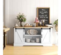 HOMCOM Buffet meuble de rangement avec 2 portes coulissantes étagères réglables 150l x 40P x 72H cm en bois blanc chêne