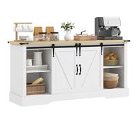 HOMCOM Buffet, Meuble de Rangement, avec 2 Portes coulissantes étagères réglables, pour Le Salon, Salle à Manger, Couloir, 150l x 40P x 72H cm, en Bois, Blanc chêne