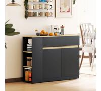 HOMCOM Buffet meuble de rangement avec 2 tiroirs 3 étagères ouvertes et placard 2 portes 110 x 29,5 x 82 cm noir