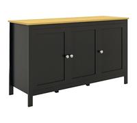 HOMCOM Buffet Meuble de Rangement avec 3 Portes 2 étagères réglables Plateau Aspect Bois Clair - 120 x 40 x 70 cm Noir