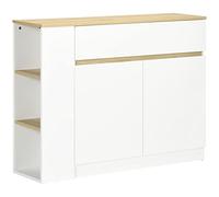 HOMCOM Buffet, Meuble de Rangement, avec Placard 2 Portes, étagère réglable, 2 tiroirs, 3 étagères Ouvertes, 110 x 29,5 x 82 cm, pour Salle à Manger, Salon, Cuisine, Blanc