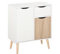 HOMCOM Buffet Meuble de Rangement Design Scandinave Blanc Chêne Clair | 2 Placards, Tiroir Coulissant, Bois
