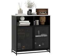 HOMCOM Buffet Meuble de Rangement Plateau Aspect marbre et Double Porte grillagée, pour Le Salon ou la Cuisine, 86 x 40 x 90 cm, Blanc et Noir