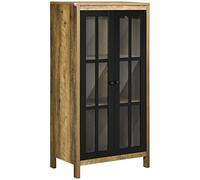 HOMCOM Buffet moderne avec 2 portes en verre et en bois, Meuble de salon, 60x35x120cm, Marron