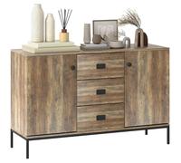 HOMCOM Buffet de Cuisine Meuble de Rangement 2 placards étagère réglable 3 tiroirs Style Contemporain - 120 x 39,5 x 77 cm Marron