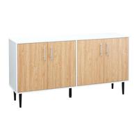 HOMCOM - buffet - Panneaux de particules classe E1 - 147x40x76.2cm - Chêne clair avec veinage, Blanc