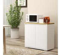 HOMCOM Buffet Polyvalent avec Armoire à 2 Niveaux en Panneau de Particules et Étagère réglable, 80x37x75cm
