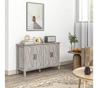 HOMCOM Buffet Polyvalent style Rustique avec 4 Étagères de Rangement Réglables, en Bois, 120x37x75 cm, Gris