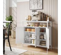 HOMCOM Buffet pour Salon Industriel avec 3 Portes Compartiment Ouvert Étagères Réglables pour Salle à Manger 100x35x88 cm Blanc