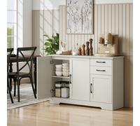 HOMCOM Buffet pour Salon Moderne avec 3 Portes 2 Tiroirs Étagère Réglable pour Salle à Manger Entrée 120x38x79 cm Crème