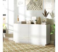 HOMCOM Buffet salle à manger buffet cuisine 4 portes à fermeture douce et étagères réglables 140l x 40P x 75H cm blanc laqué