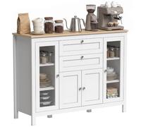HOMCOM Buffet Salon, 1 Placard Double Porte, 2 Tiroirs, 120x40x90cm, Blanc