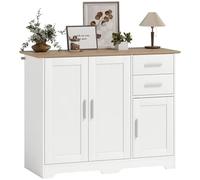 HOMCOM Buffet Salon 2 tiroirs 3 Portes 100 x 40 x 78 cm Blanc Bois Naturel