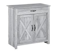 HomCom Buffet salon – 2 portes, 1 tiroir, étagère réglable – 80×39,7×80 cm – Aspect bois gris clair