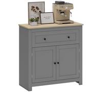 HOMCOM Buffet salon avec tiroir et armoire avec étagère réglable sur 3 niveaux, buffet salon avec plan de travail couleur chêne, pour entrée, cuisine et salle à manger, 78,5 x 35 x 80 cm, gris