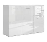 HOMCOM Buffet Salon Haut Brillance 106 x 35 x 76 cm Blanc | Meuble de Rangement, 2 Tiroirs, 3 Portes, Étagère Réglable, Style Contemporain, Buffet Salle à Manger et Cuisine