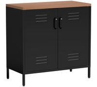 HOMCOM Buffet Salon Métallique, Meuble de Rangement Industriel avec 2 Portes et Étagère Réglable, 80 x 40 x 80 cm, Noir