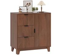HOMCOM Buffet Salon Meuble de Rangement Armoire de Cuisine avec Placard à Porte 3 tiroirs et étagère réglable Style Moderne Buffet Salle à Manger et Salon, 75 x 39 x 80 cm, Effet Bois Marron