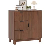 HOMCOM Buffet Salon Meuble de Rangement Armoire de Cuisine avec Placard à Porte 3 tiroirs et étagère réglable Buffet Salle à Manger et Salon, 75 x 39 x 80 cm, Effet Bois Marron