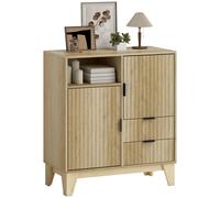 HOMCOM Buffet salon, meuble de rangement avec 2 portes cannelé à fermeture amortie, 2 tiroirs, étagère réglable et compartiment