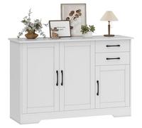 HOMCOM Buffet Salon, Meuble de Rangement avec 3 Portes, 2 tiroirs et étagère réglable, Style Moderne, Buffet Salle à Manger et Cuisine, 120 x 38 x 79 cm, Blanc