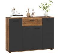 HOMCOM Buffet Salon Meuble de Rangement avec 4 placards, tiroirs et étagères réglables, dim. 120 x 35 x 85 cm, Marron et Noir