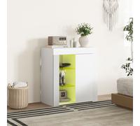 HOMCOM Buffet salon meuble de rangement avec éclairage LED RGB, étagères en verre réglables, dim. 75 x 40,1 x 83 cm, blanc