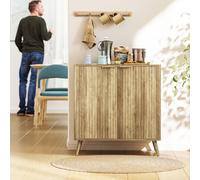 HOMCOM Buffet salon meuble de rangement avec placard à 2 portes et étagère réglable, 77 x 40 x 81 cm, aspect bois
