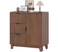 HOMCOM Buffet salon meuble de rangement avec placard à porte 3 tiroirs et étagère réglable 75 x 39 x 80 cm, effet bois marron