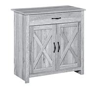 HOMCOM Buffet Salon, Meuble de Rangement avec tiroir, 2 Portes de Grange et étagère réglable, Buffet Salle à Manger et Cuisine, 80 x 39,7 x 80 cm, Aspect Bois Gris Clair