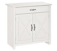 HOMCOM Buffet Salon, Meuble de Rangement avec tiroir, 2 Portes de Grange et étagère réglable, Buffet Salle à Manger et Cuisine, 80 x 39,7 x 80 cm, Blanc