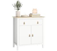 HOMCOM Buffet Salon, Meuble de Rangement avec tiroir, Double Porte, étagère réglable, poignées en PU, Style Moderne, Buffet Salle à Manger et Cuisine, 80 x 40 x 90 cm, Blanc