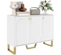HOMCOM Buffet Salon Meuble de Rangement Bas 106,5 x 35 x 77,5 cm Blanc