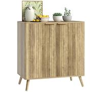HomCom Buffet salon façade cannelée effet bois 2 portes étagère réglable 77 x 40 x 81 cm