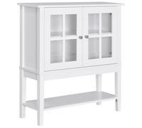 HOMCOM Buffet vaisselier avec Rangement, Meuble Bar à café, Blanc | Moderne, 2 portes vitrées, étagère réglable, étagère inférieure, table console, cuisine, salon, salle à manger, couloir