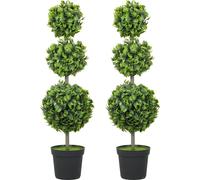 HOMCOM-Buis artificiel-plastique, ciment-28L x 28B x 100H cm-Vert
