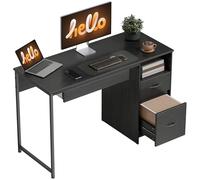 HOMCOM Bureau, 120 x 52,3 cm Bureau Peu encombrant avec Plateau pour Clavier, Compartiment Ouvert et tiroirs pour Documents au Format A4, Table d'ordinateur pour la Maison, Le Bureau ou Le Studio,
