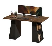 HOMCOM Bureau avec 4 étagères ouvertes, design industriel, 140 cm, Marron-Noir