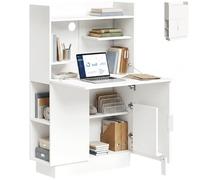 HOMCOM Bureau avec Plateau Pliable 80x30x128 cm Blanc