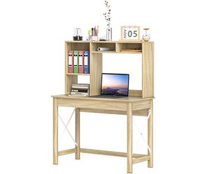 HOMCOM Bureau avec Rangement bibliothèque 105 x 50 x 137,5 cm Aspect chêne