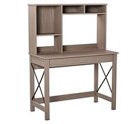 HOMCOM Bureau avec Rangement Bureau bibliothèque en Bois Moderne avec étagères et Grand Plateau pour Petits espaces à Domicile Chambre à Coucher, 105 x 50 x 137,5 cm, Aspect Marron Clair