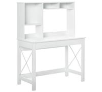 HOMCOM Bureau bibliothèque 2 en 1-3 niches 4 espaces de Rangement - Panneaux Particules métal Blanc