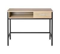 Bureau style industriel casier + tiroir coulissant métal noir chêne clair