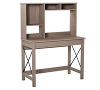HOMCOM Bureaux Bibliothèque multirangements dotée de 3 + 1 niches 4 espaces de rangement - panneaux particules métal brun | Aosom France